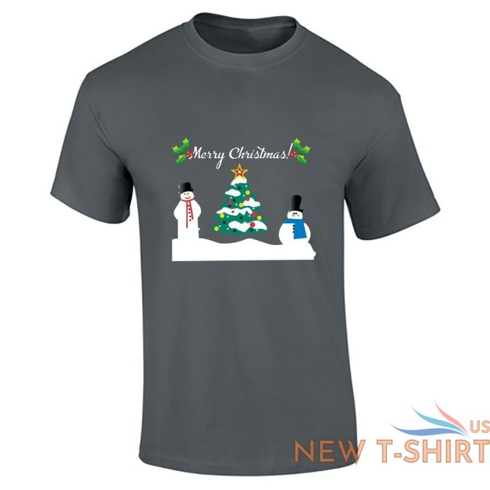 boys christmas snowman tree print mens short sleeve fancy cotton xmas tee 3.jpg