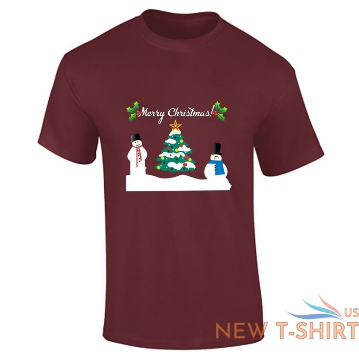 boys christmas snowman tree print mens short sleeve fancy cotton xmas tee 6.jpg