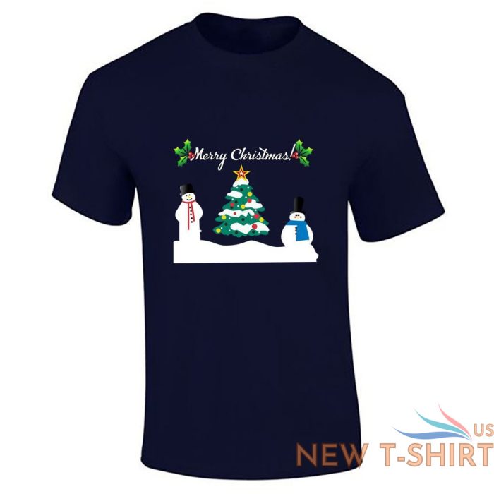 boys christmas snowman tree print mens short sleeve fancy cotton xmas tee 7.jpg