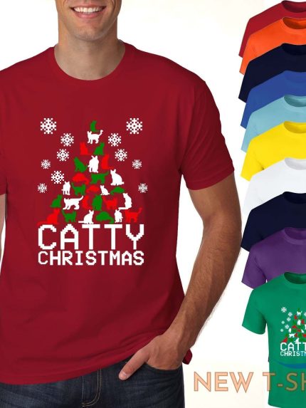 catty christmas logo print mens boys short sleeve gym wear cotton tee lot 0.jpg