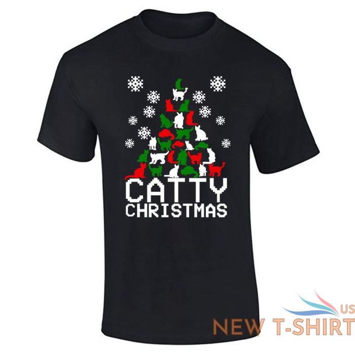 catty christmas logo print mens boys short sleeve gym wear cotton tee lot 2.jpg