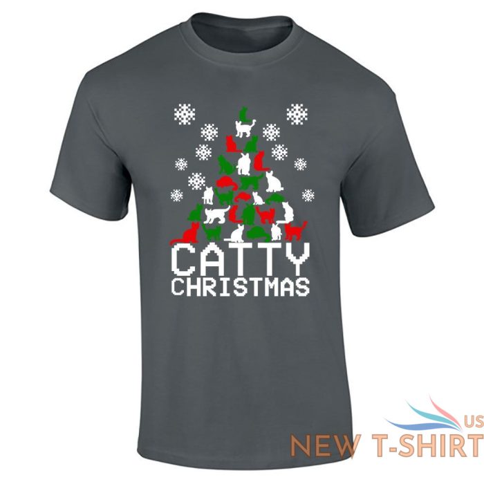 catty christmas logo print mens boys short sleeve gym wear cotton tee lot 3.jpg