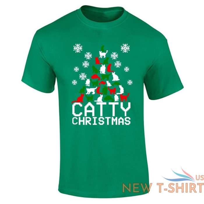 catty christmas logo print mens boys short sleeve gym wear cotton tee lot 4.jpg