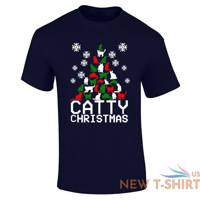 catty christmas logo print mens boys short sleeve gym wear cotton tee lot 7.jpg