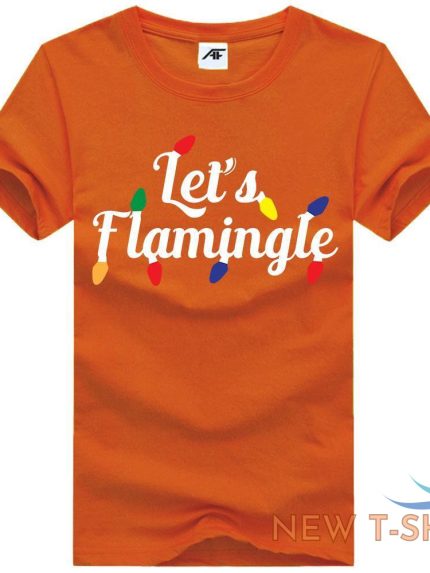 childrens let s flamingle print christmas t shirt mens round neck xmas top 0.jpg