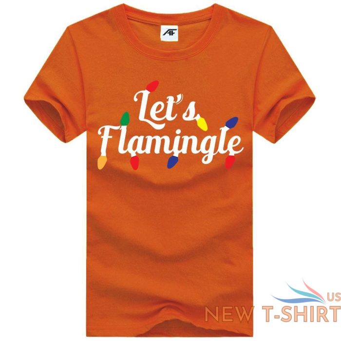 childrens let s flamingle print christmas t shirt mens round neck xmas top 0.jpg