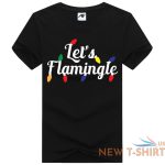 childrens let s flamingle print christmas t shirt mens round neck xmas top 1.jpg