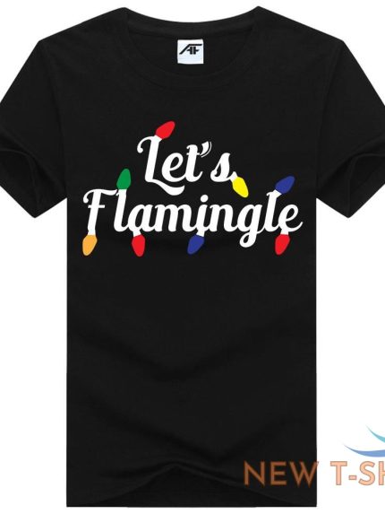 childrens let s flamingle print christmas t shirt mens round neck xmas top 1.jpg