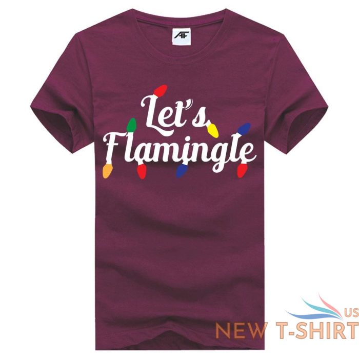childrens let s flamingle print christmas t shirt mens round neck xmas top 5.jpg