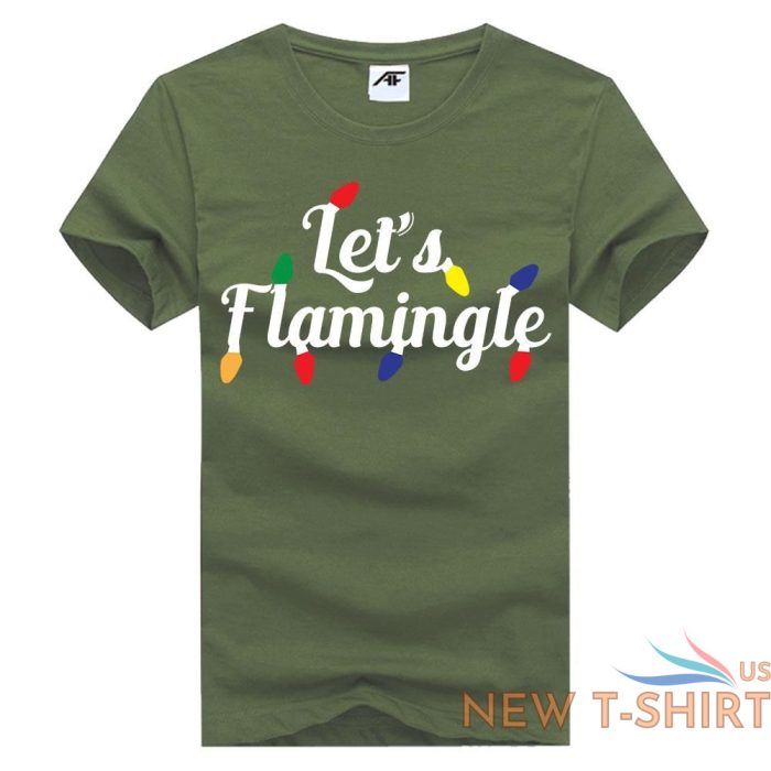 childrens let s flamingle print christmas t shirt mens round neck xmas top 7.jpg