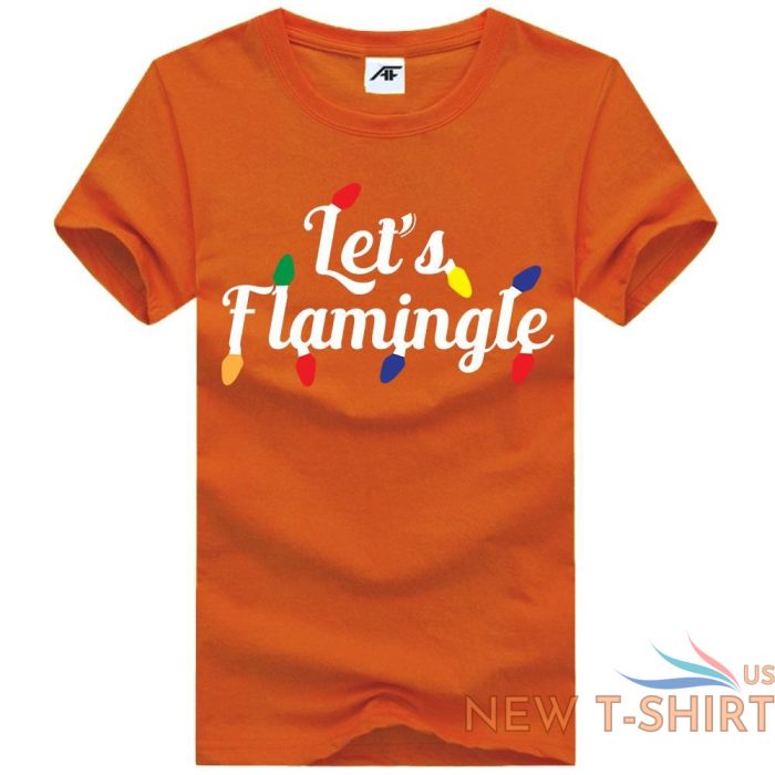 childrens let s flamingle print christmas t shirt mens round neck xmas top 8.jpg