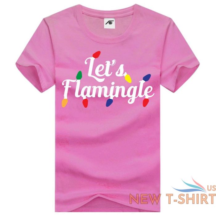 childrens let s flamingle print christmas t shirt mens round neck xmas top 9.jpg
