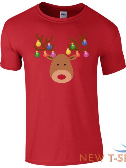 christmas baubles rudolph reindeer face t shirt xmas decorations kids mens top 1.jpg