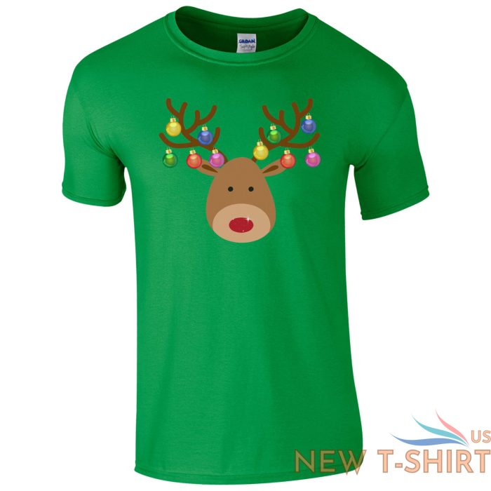 christmas baubles rudolph reindeer face t shirt xmas decorations kids mens top 2.jpg