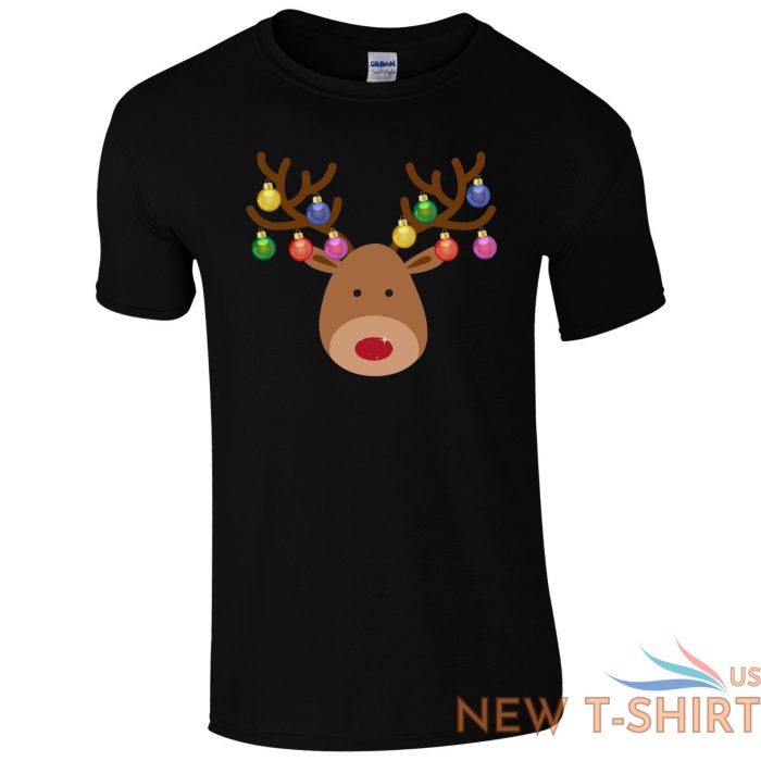 christmas baubles rudolph reindeer face t shirt xmas decorations kids mens top 3.jpg