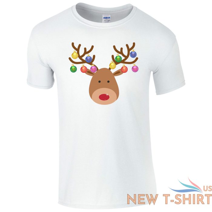 christmas baubles rudolph reindeer face t shirt xmas decorations kids mens top 4.jpg