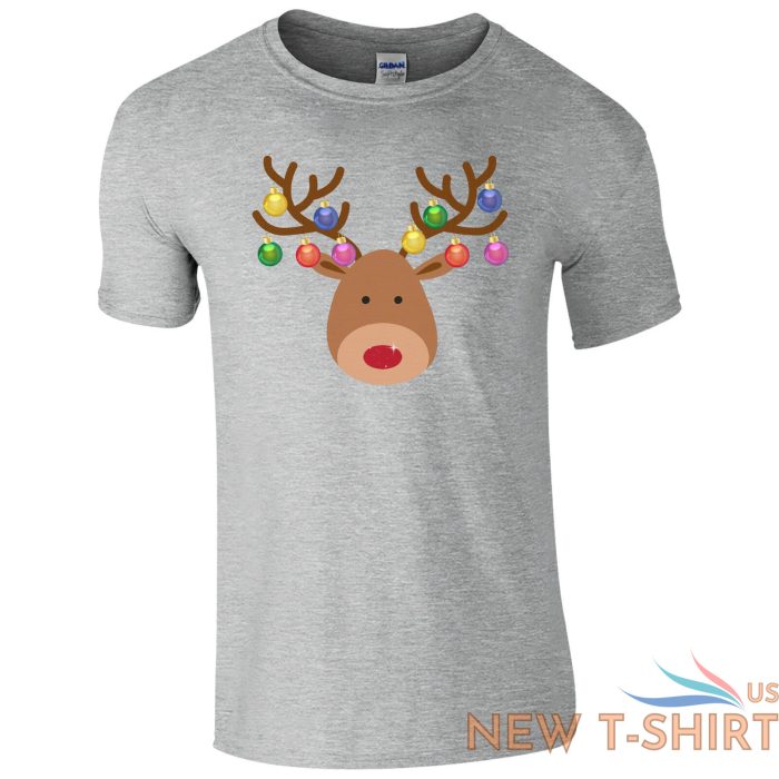 christmas baubles rudolph reindeer face t shirt xmas decorations kids mens top 5.jpg