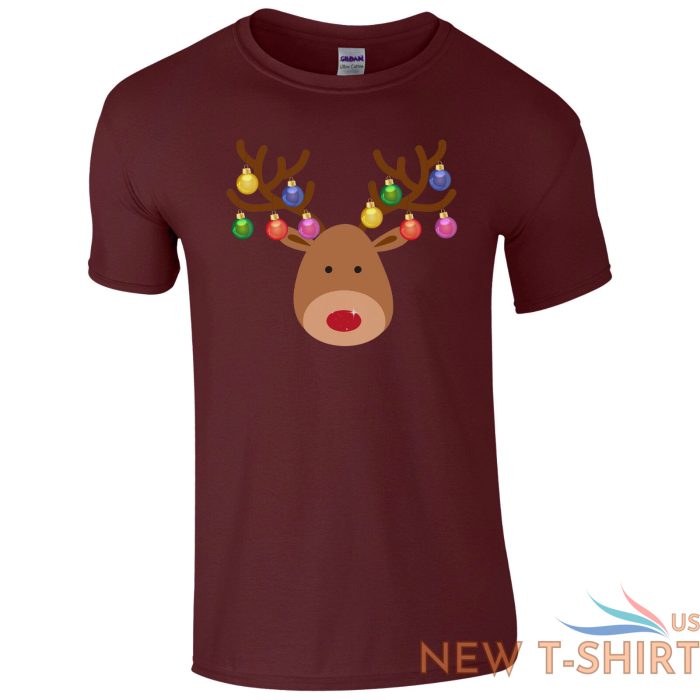 christmas baubles rudolph reindeer face t shirt xmas decorations kids mens top 7.jpg