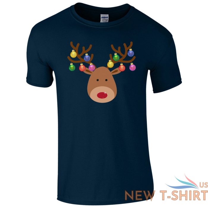 christmas baubles rudolph reindeer face t shirt xmas decorations kids mens top 8.jpg
