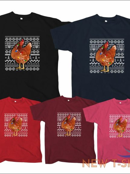 christmas chicken unisex funny t shirt poultry decorations xmas gift 2021 tees 0.jpg
