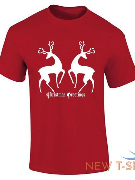 christmas greetings print reindeer t shirt cotton tee mens boys short sleeve top 0.jpg