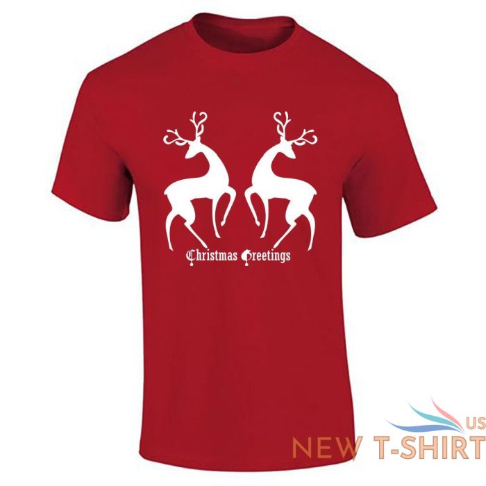 christmas greetings print reindeer t shirt cotton tee mens boys short sleeve top 2.jpg