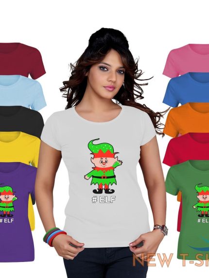 christmas happy elf print tshirt womens short sleeve girls cotton tee lot 0.jpg