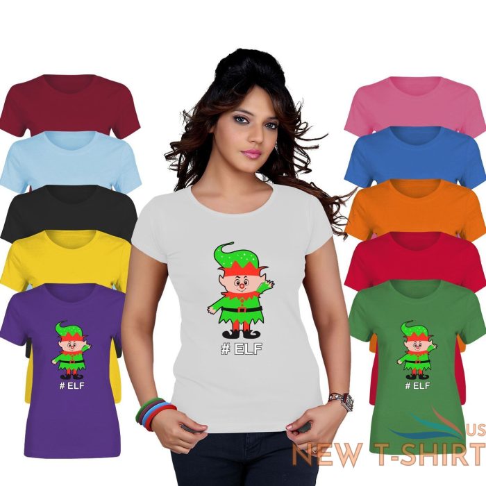 christmas happy elf print tshirt womens short sleeve girls cotton tee lot 0.jpg