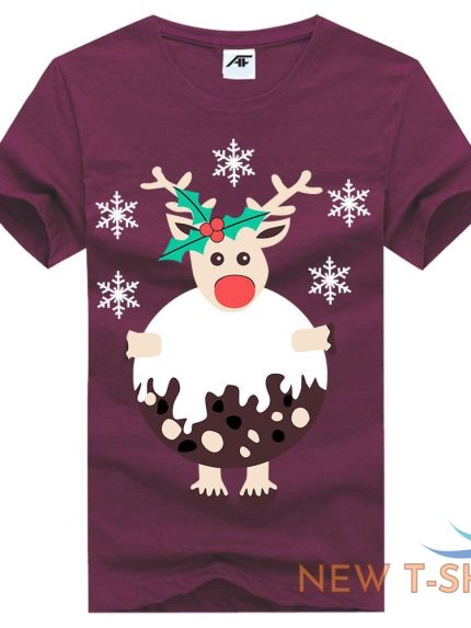 christmas reindeer funny womens top tees girls cotton xmas party wear t shirt 1.jpg