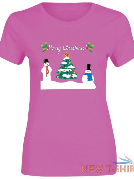 christmas snowman tree print tshirt womens short sleeve girls cotton tee lot 1.jpg