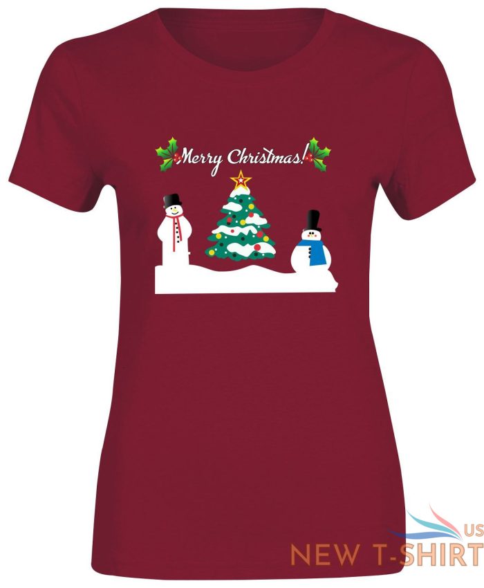 christmas snowman tree print tshirt womens short sleeve girls cotton tee lot 5.jpg