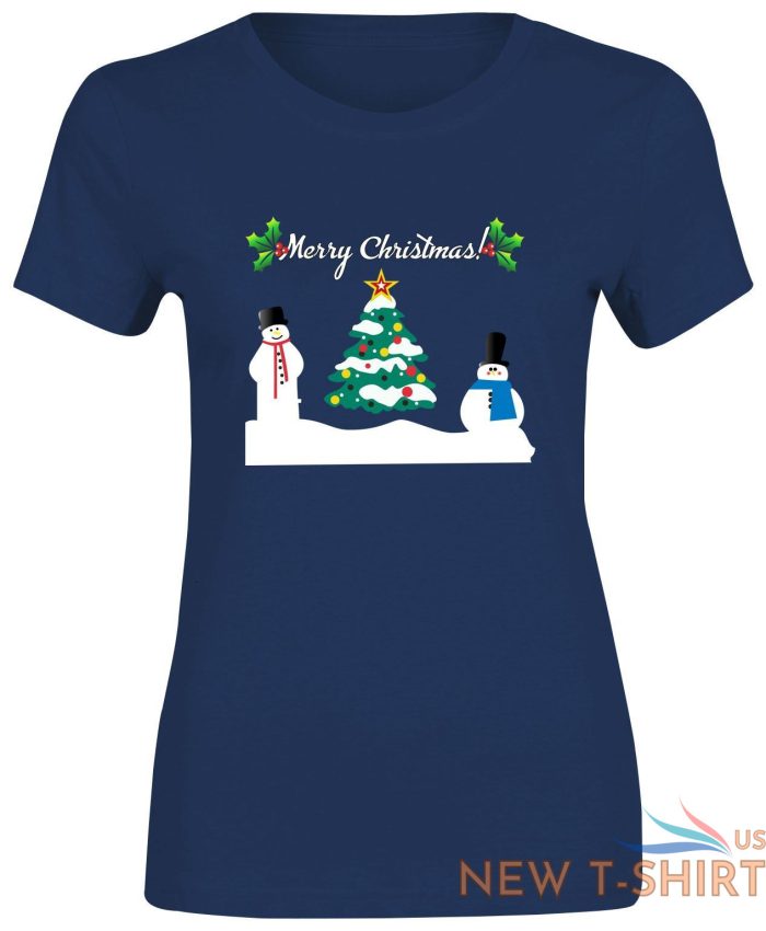 christmas snowman tree print tshirt womens short sleeve girls cotton tee lot 6.jpg
