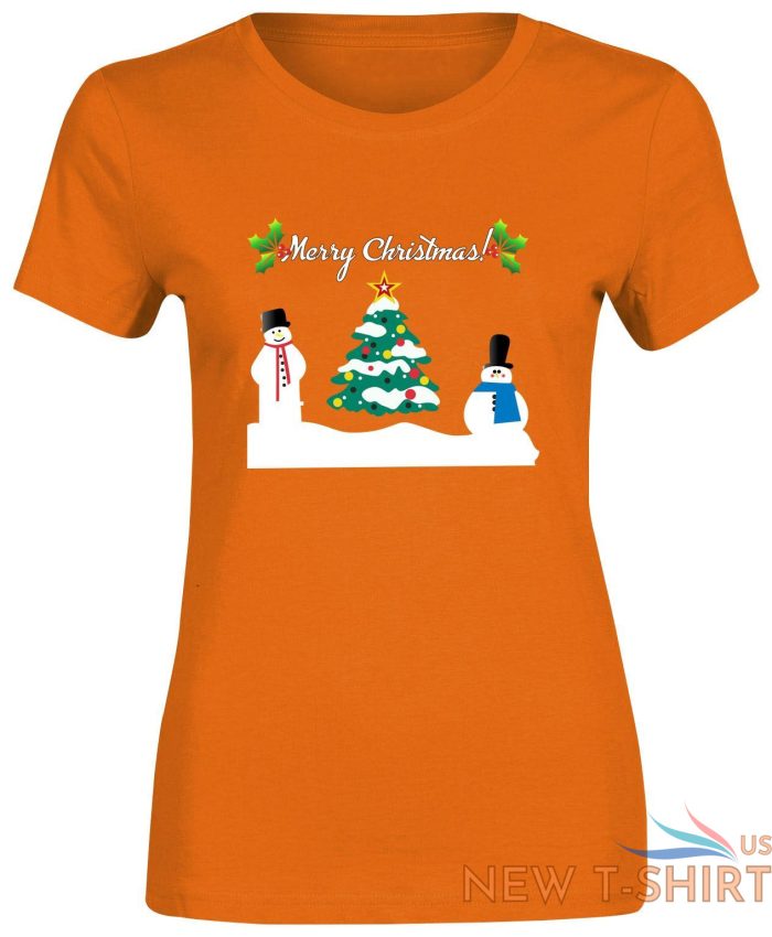 christmas snowman tree print tshirt womens short sleeve girls cotton tee lot 7.jpg