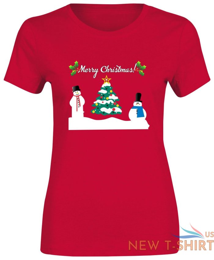 christmas snowman tree print tshirt womens short sleeve girls cotton tee lot 9.jpg