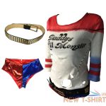 cosplay suicide squad costume harley quinn t shirt pants belt full set halloween 0 1.jpg