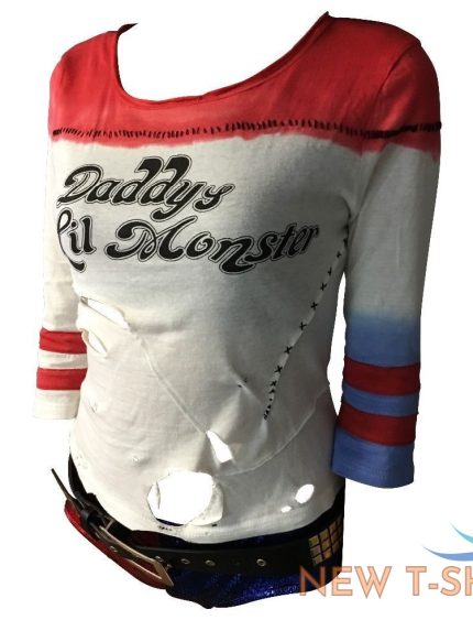 cosplay suicide squad costume harley quinn t shirt pants belt full set halloween 1 1.jpg