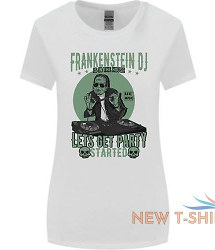 dj frankenstein funny music vinyl halloween womens wider cut t shirt 1.jpg