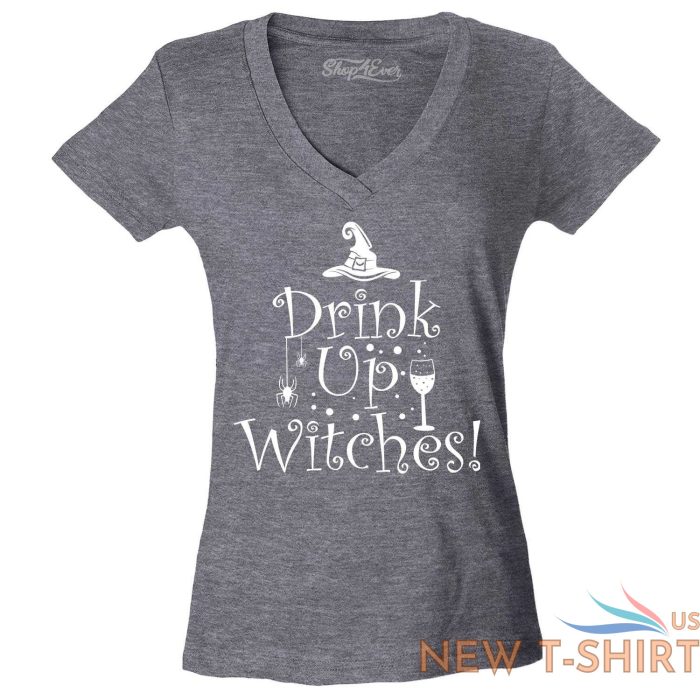drink up witches women s v neck t shirt funny halloween witch costume boos tee 6.jpg