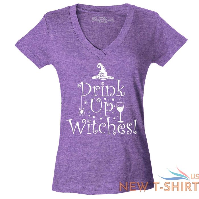 drink up witches women s v neck t shirt funny halloween witch costume boos tee 7.jpg