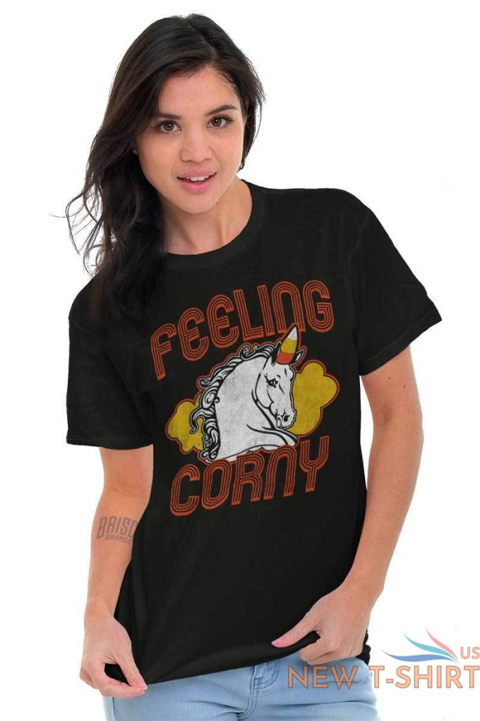 feeling corny funny unicorn halloween gift womens short sleeve crewneck tee 4.jpg