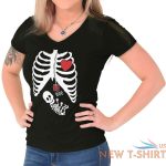 funny pregnant halloween cute skeleton baby womens juniors petite v neck tee 4.jpg