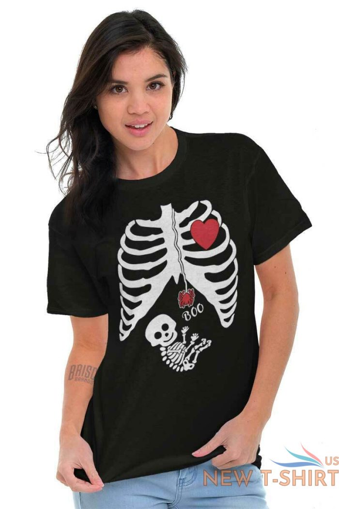 funny pregnant halloween cute skeleton baby womens short sleeve crewneck tee 5.jpg