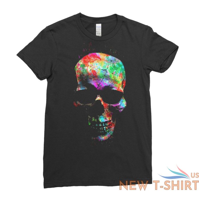 geek colour skull t shirt black halloween gothic skull t shirt for men women kid 3.jpg