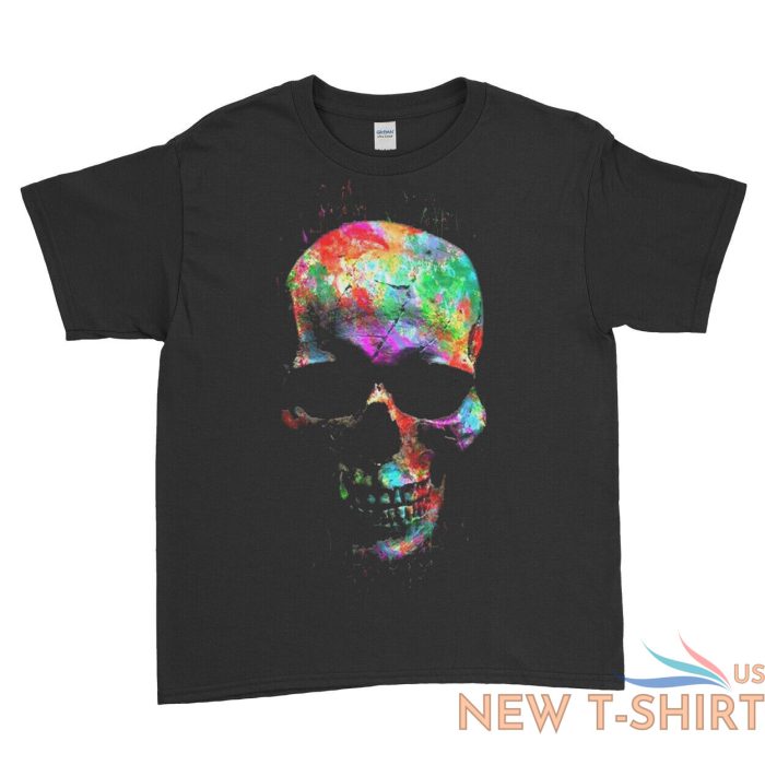 geek colour skull t shirt black halloween gothic skull t shirt for men women kid 4.jpg