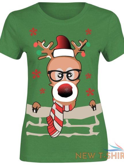 girls funky reindeer print t shirt xmas party short ladies sleeve top cotton tee 0.jpg