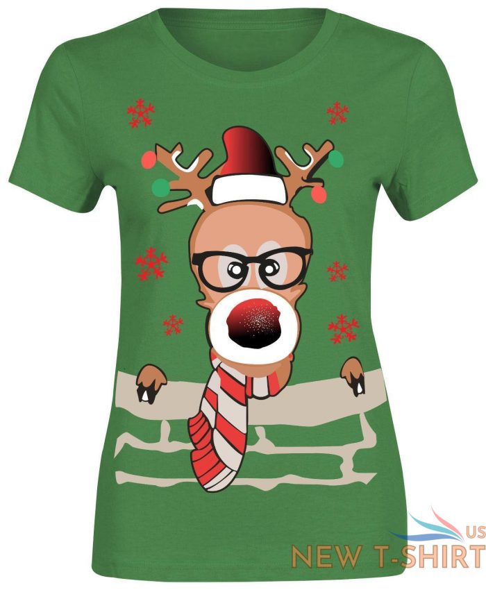 girls funky reindeer print t shirt xmas party short ladies sleeve top cotton tee 0.jpg