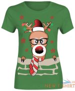 girls funky reindeer print t shirt xmas party short ladies sleeve top cotton tee 2.jpg