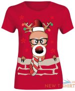 girls funky reindeer print t shirt xmas party short ladies sleeve top cotton tee 3.jpg