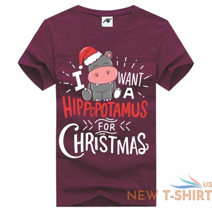 girls i want hippopotamus for christmas print t shirt womens xmas party top 5.jpg