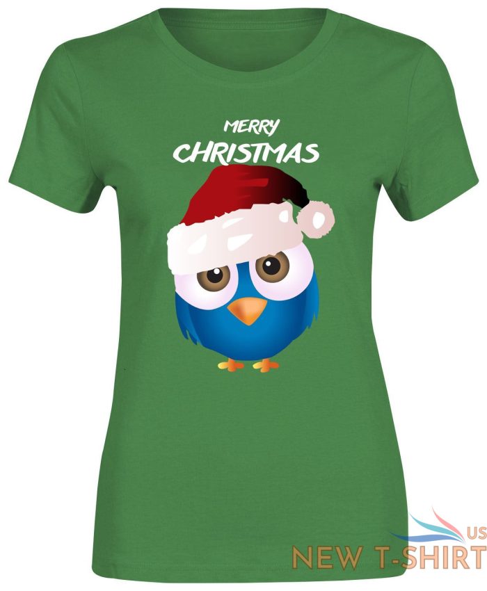 girls merry christmas bird print t shirt cotton tee ladies xmas short sleeve top 2.jpg